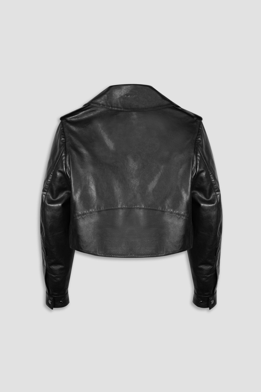 Cropped Blouson Black Premium Leather Jacket - Tall