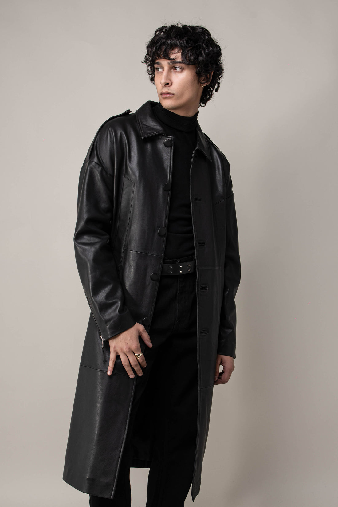 Drop Shoulder Premium Leather Trench (Man)